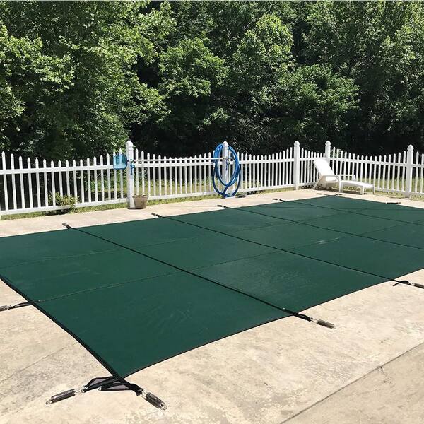 Water Warden 32 ft. x 50 ft. Rectangle Green Mesh In-Ground Safety Pool Cover with 2 ft. Overlap, ASTM F1346 Certified