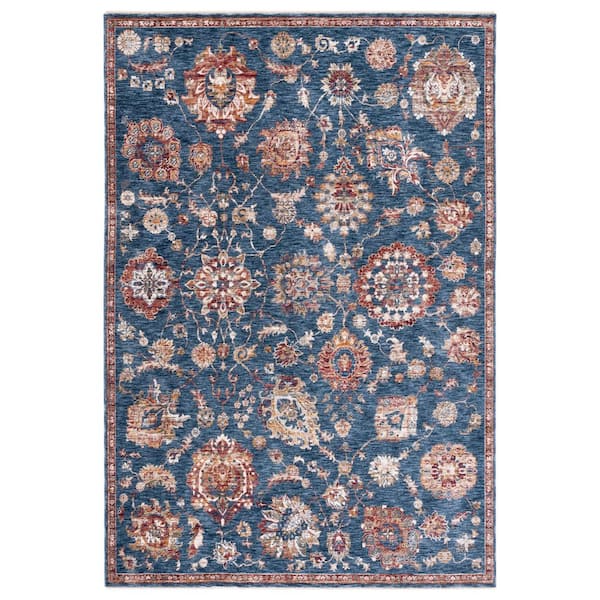 Heirloom 5 ft. x 8 ft. Navy/Beige Floral Abstract Area Rug