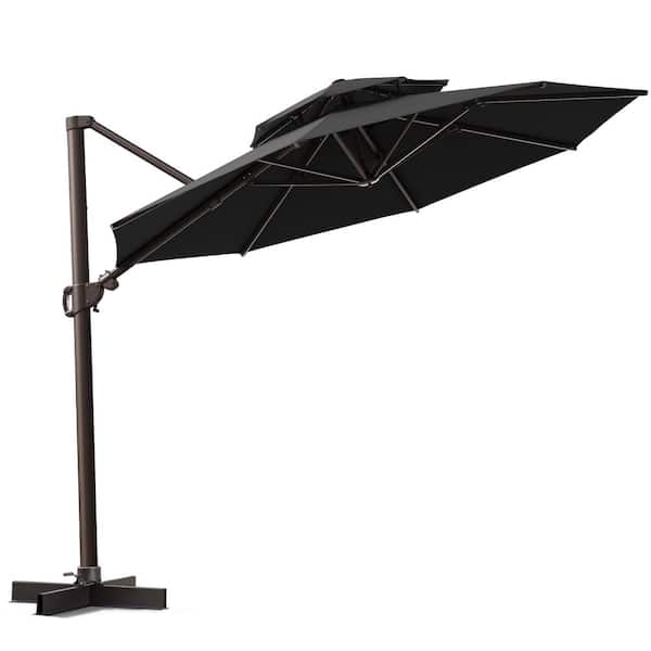 Crestlive Products 11.5 ft. Outdoor Double Top Octagon Cantilever Patio Umbrella in Black