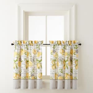 Lemon Zest Novelty 30 in. W X 36 in. L Rod Pocket Light Filtering Tier Curtain in Yellow (2-Pack)