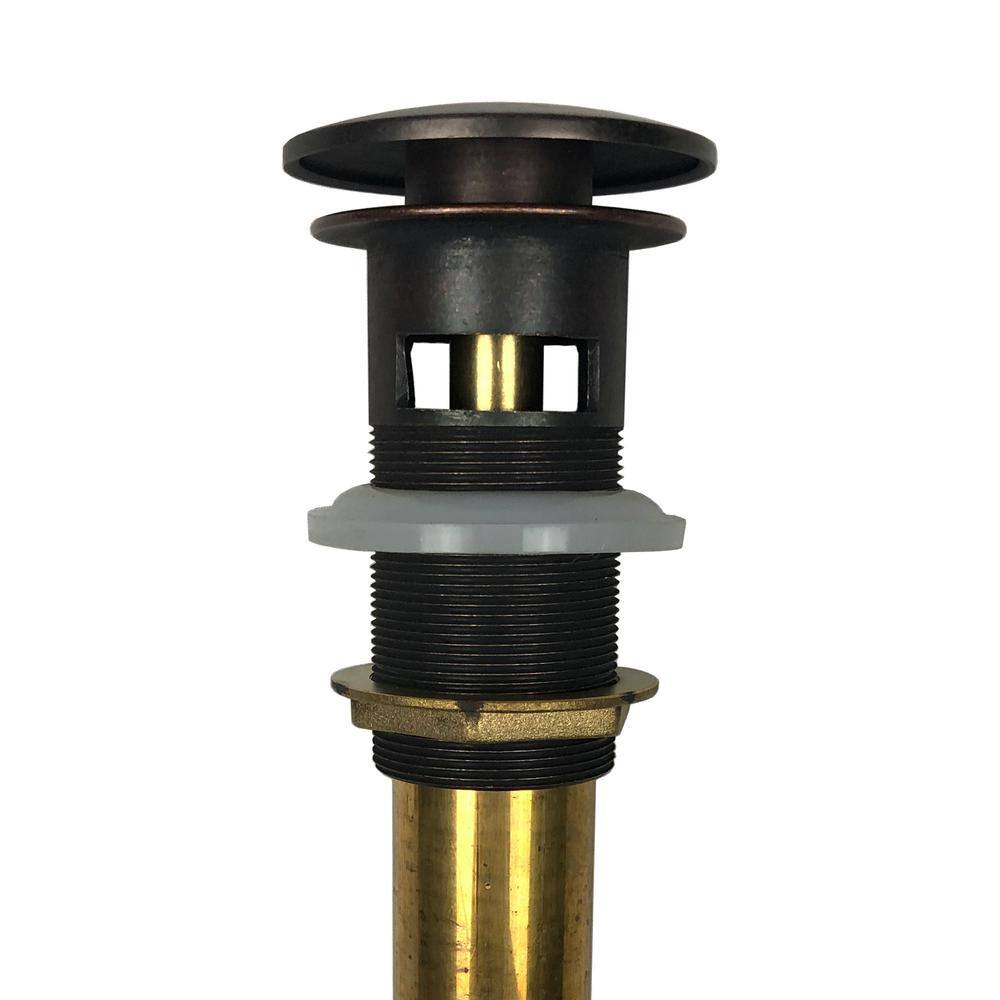 Aged Copper and Brass Pop-Up Sink Drain with Overflow