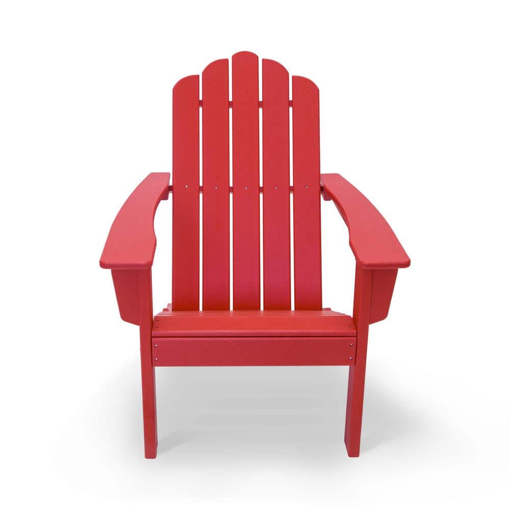 luxeo Marina Red Poly Plastic Outdoor Patio Adirondack ChairLUX1519