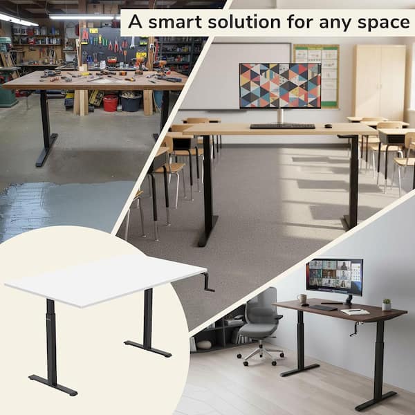 Mount-It 59 in. White Rectangular Manual Height Adjustable