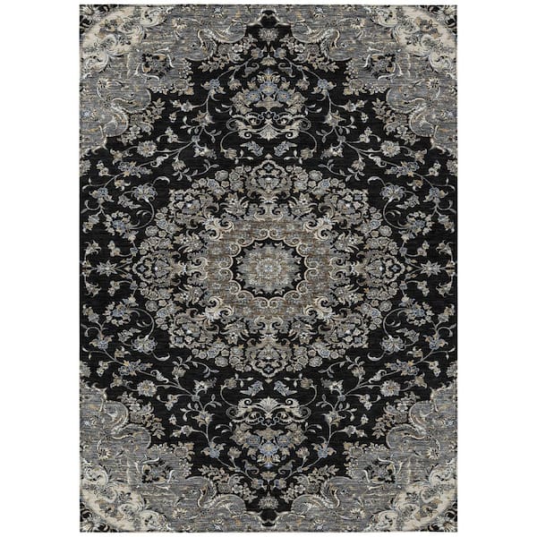 Chantille Machine Washable Indoor/Outdoor Abstract ACN2495 Black 5 ft. x 7 ft. 6 in. Area Rug