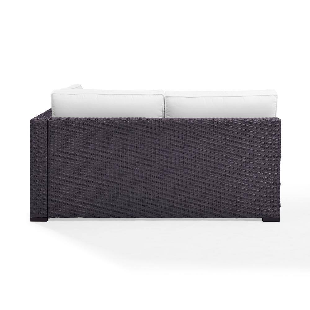 Biscayne White Cushioned Wicker Two-Seat Outdoor Loveseat