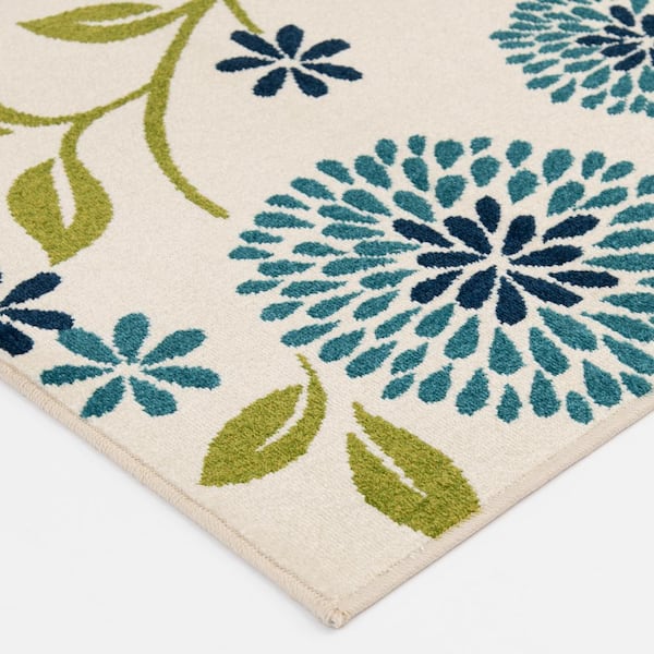 Tecopa Tenavon Blue 4 ft. x 6 ft. Floral Polypropylene Indoor/Outdoor Area Rug