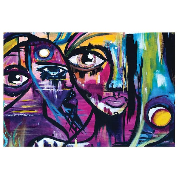 Abstract Art Faces by Sarah Wahl 1-Piece Unframed Canvas Drawing Print Abstract Poster Art Print 16 in. x 20 in.