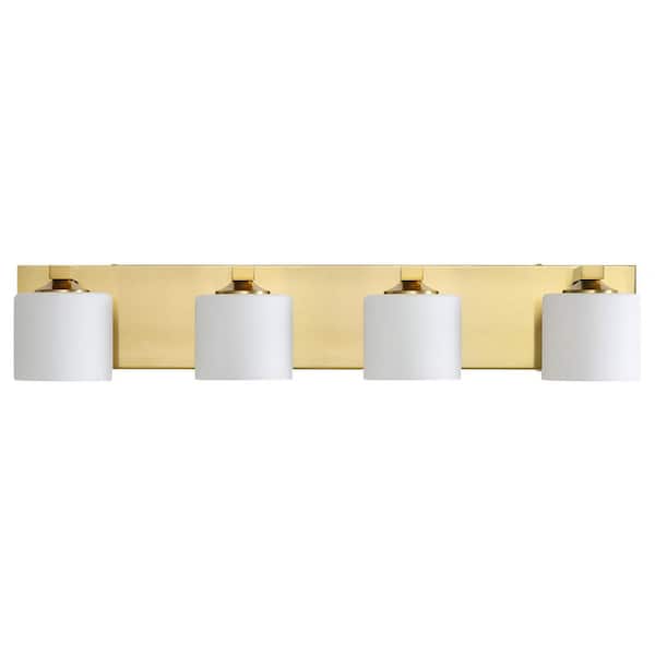 LAZYTIME HOME DECOR INC 28 in. 4 Light Gold Plating Vanity Light with Frosted Glass Shade