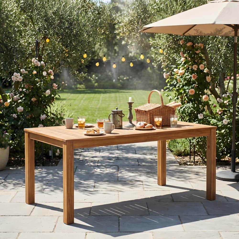 Outdoor Wooden Dining Table, 67” Rectangular for Poolside Garden price history on PriceWatchPro