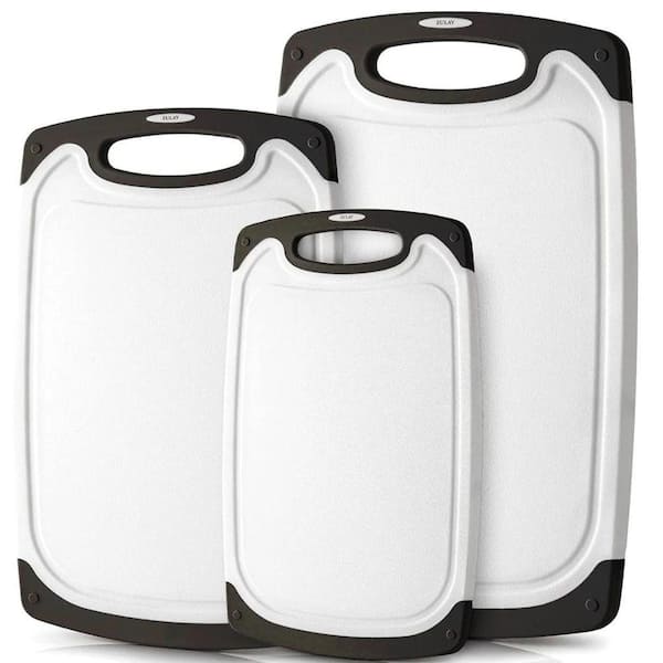 Zulay Kitchen 3-Piece Set Polypropylene Non-Slip Kitchen Plastic Cutting Board with Juice Groove