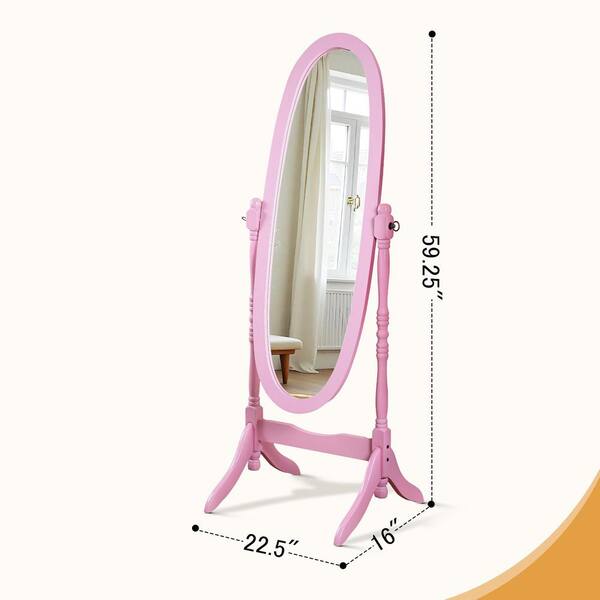 GOGEXX Queen Anne Style Pink 16 in. W x 59.25 in. H Floor Mirror