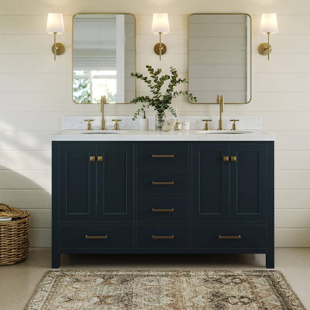 ARIEL Cambridge 60.25 in. W x 22 in. D x 36 in H Double Sink ...