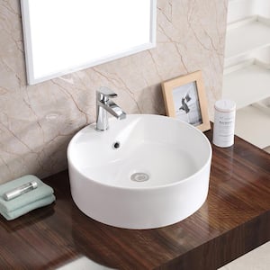 Valera 18 in. Vitreous China Vessel Bathroom Sink in White with Overflow Drain