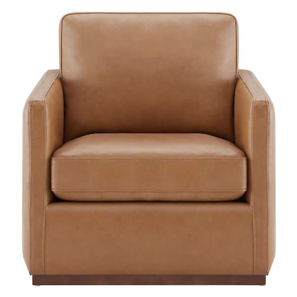 Kyle Saddle Top Grain Leather Swivel Mid Century Accent Chairs Upholstered Arm Chair for Living Room or Bedroom