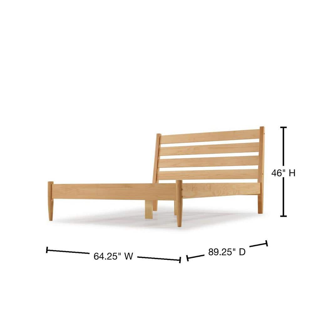 Scandinavian Oak Queen Platform Bed with Slatted Headboard