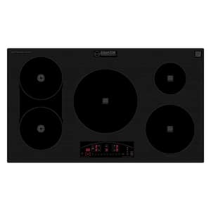 36 in. 240V 5-Elements Ceramic Glass Surface Built-in Hybrid Ceramic Induction burner cooktop in Black w/ Equator design