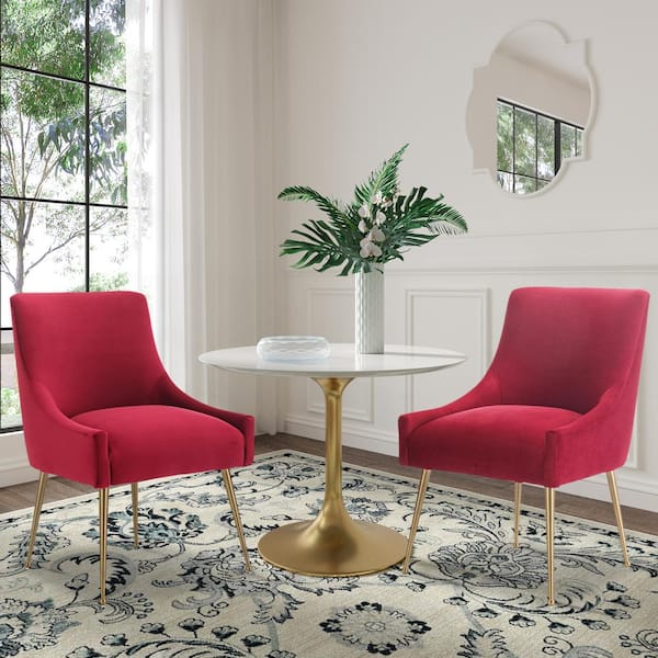 Red velvet 2025 dining chair