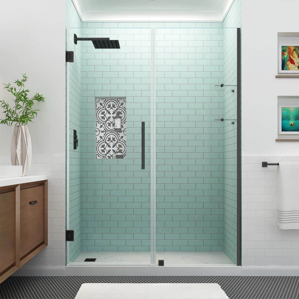 Belmore GS 63" x 72" Frameless Clear Glass Hinged Shower Door in Oil Rubbed Bronze