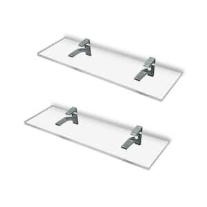 6 in. W x 0.75 in. H x 11.5 in. D Floating Wall Mounted Clear Acrylic Rectangular Shelf in Chrome Brackets Pack of 2