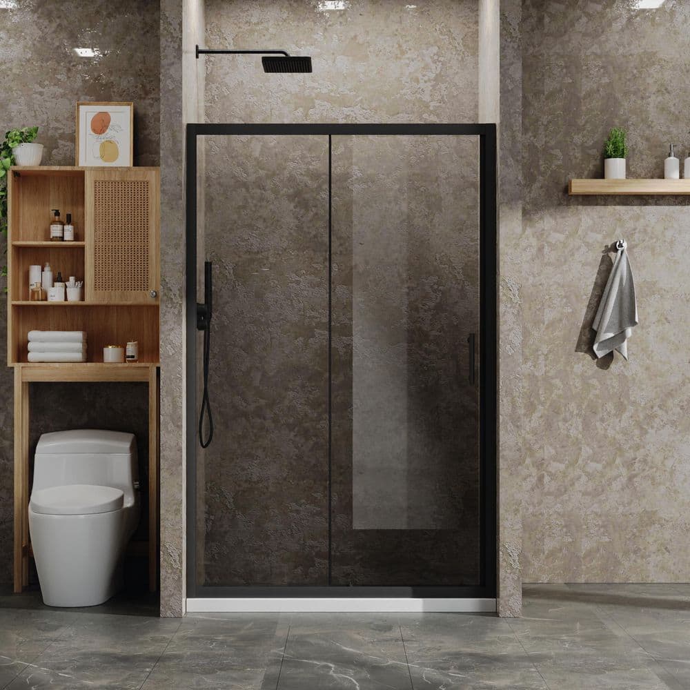48 in. W x 72 in. H Sliding Framed Shower Door Matte Black w/ 1/5 in. SGCC Clear Tempered Glass Stainless Steel Handle price history on PriceWatchPro
