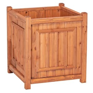 Kensington 16 in. W x 16 in. D x 18 in. H Square Wooden Brown Planter