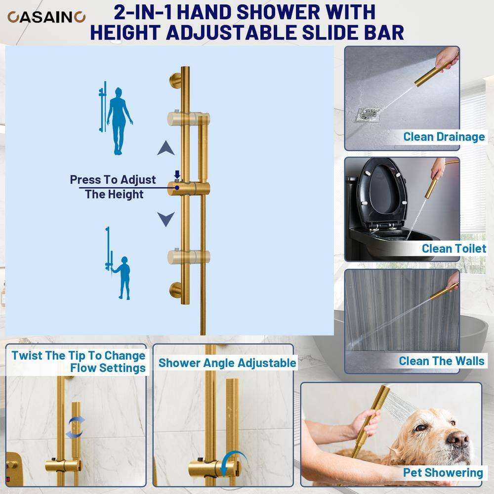 Brushed Gold Dual Showerhead System with Digital Display