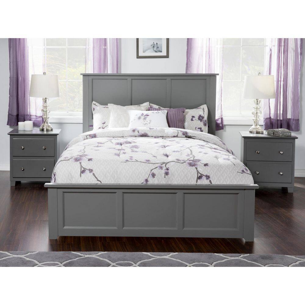 Madison Gray Queen Solid Wood Platform Bed with Headboard