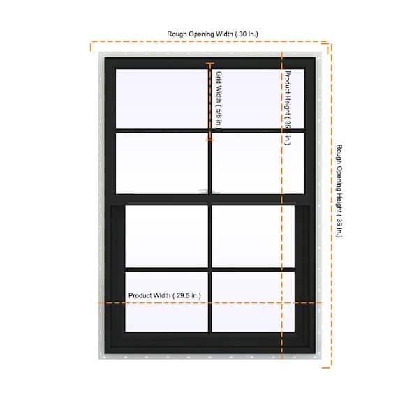 JELD-WEN 30 in. x 36 in. V-2500 Series Bronze FiniShield Vinyl Single Hung  Window with Colonial Grids/Grilles THDJW143800729 - The Home Depot