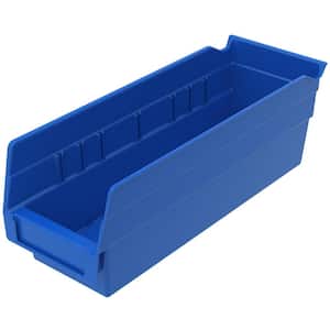 Shelf Bin 10 lbs. 11-5/8 in. x 4-1/8 in. x 4 in. Storage Tote in Blue with 0.5 Gal. Storage Capacity (24-Pack)