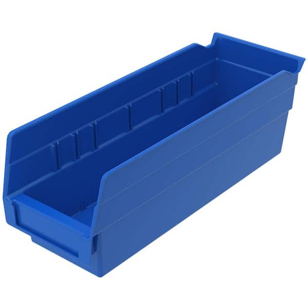 Akro-Mils Shelf Bin 10 lbs. 11-5/8 in. x 4-1/8 in. x 4 in. Storage Tote in Blue with 0.5 Gal. Storage Capacity (24-Pack)