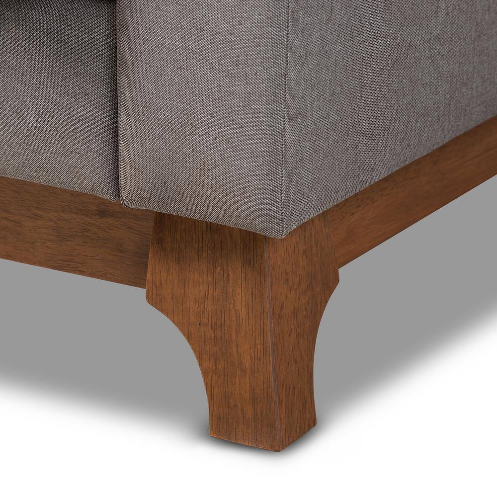 Sava Gray Fabric Upholstered Walnut Wood 2-Seater Loveseat