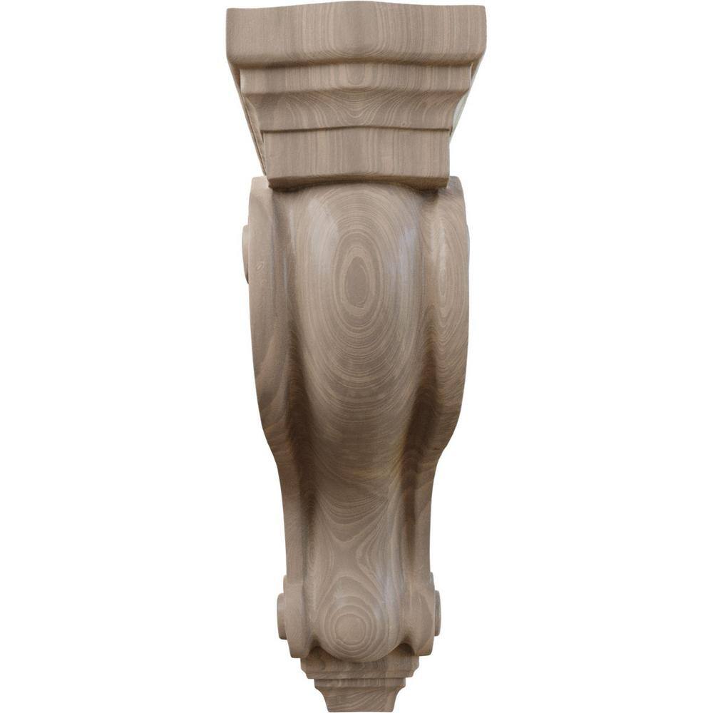 Walnut Hand-Carved Traditional Scroll Corbel, 13" Height