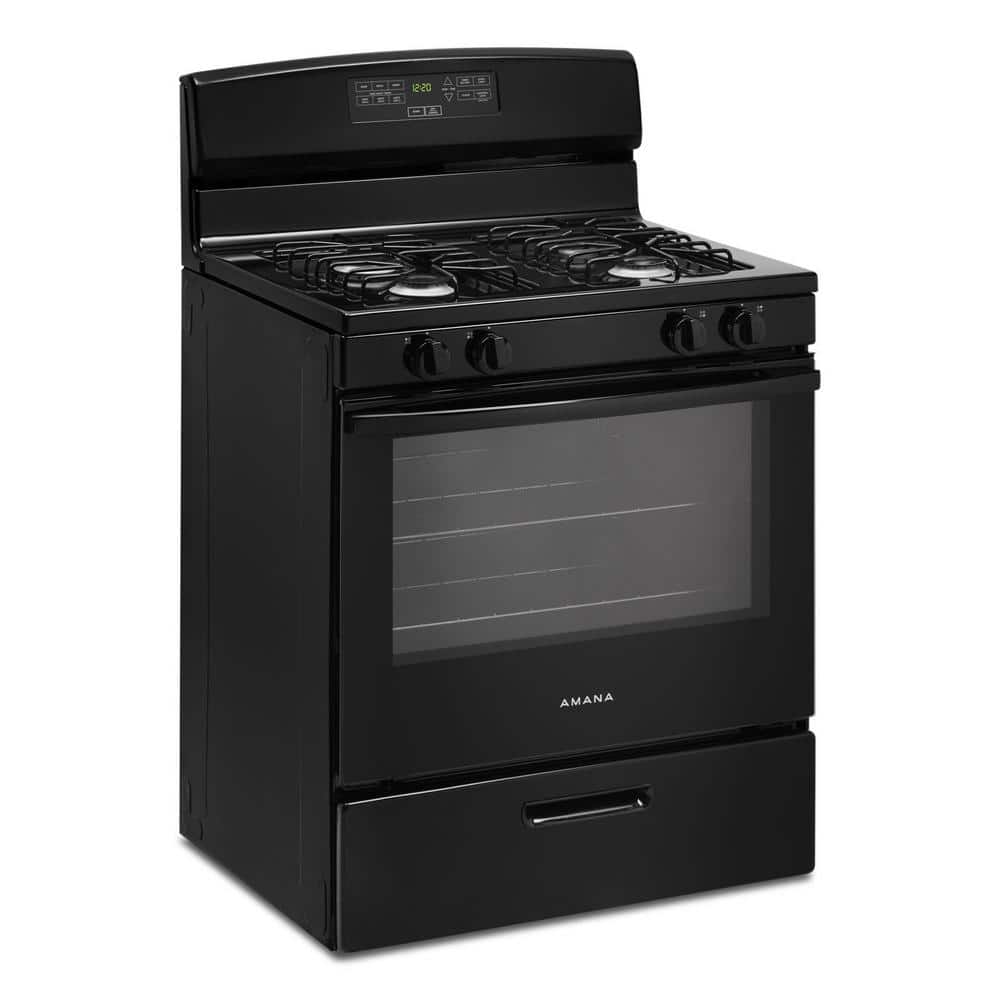 30-Inch Black Freestanding Natural Gas Range with Broiler Drawer