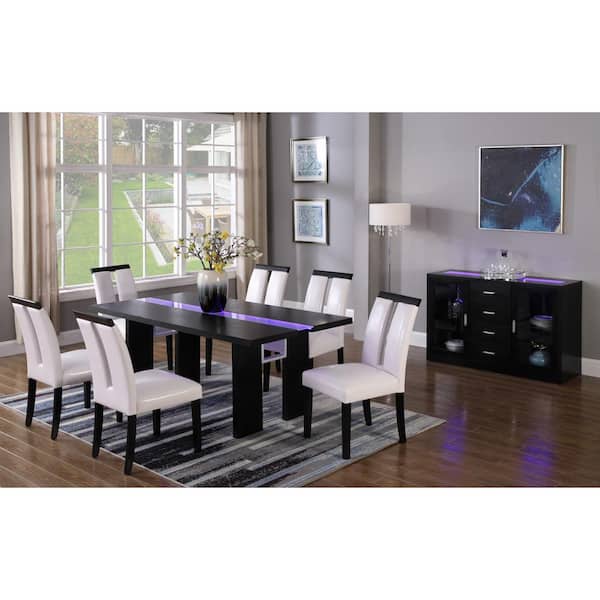 Best Master Furniture Timur 76 In, Led Dining Room Table