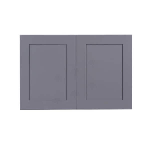 LIFEART CABINETRY Lancaster Gray Plywood Shaker Stock Assembled Wall Kitchen Cabinet 36 in. W x 24 in. H x 12 in. D
