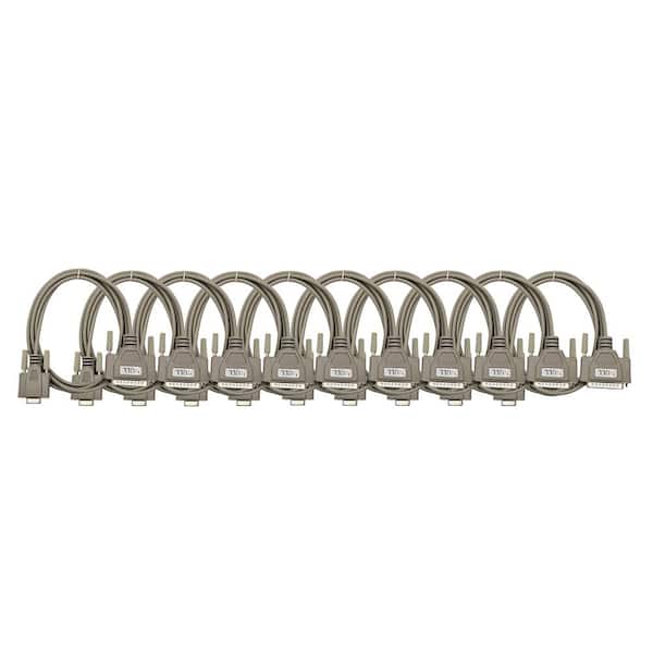 Micro Connectors, Inc 6 Feet Null Modem Serial (DB9 Female to DB25 Male) Cable Gray 10-Pack