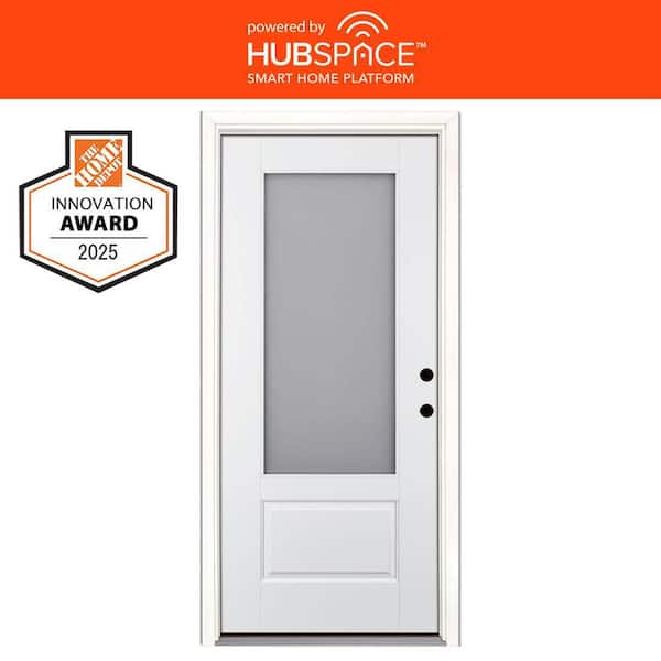Smart Glass 36 in. x 80 in. Left Hand Inswing 3/4-Lite Smooth Unfinished Fiberglass Prehung Front Door