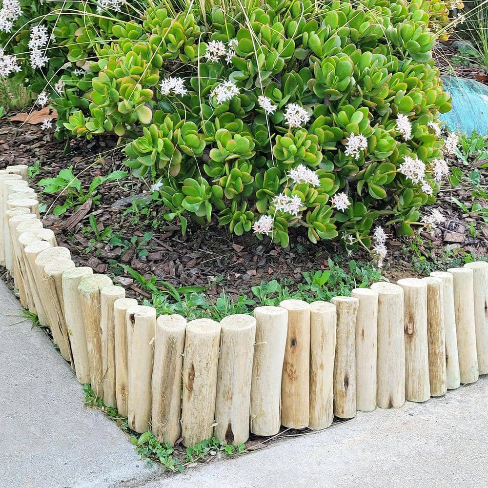 Natural Eucalyptus Wood Garden Border Edging, 6'' H x 72'' L