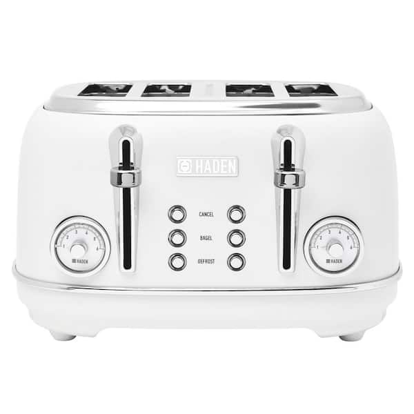 HADEN Chelsea 1500-Watt 4-Slices Of Bread Ivory / Chrome Wide Slot Toaster
