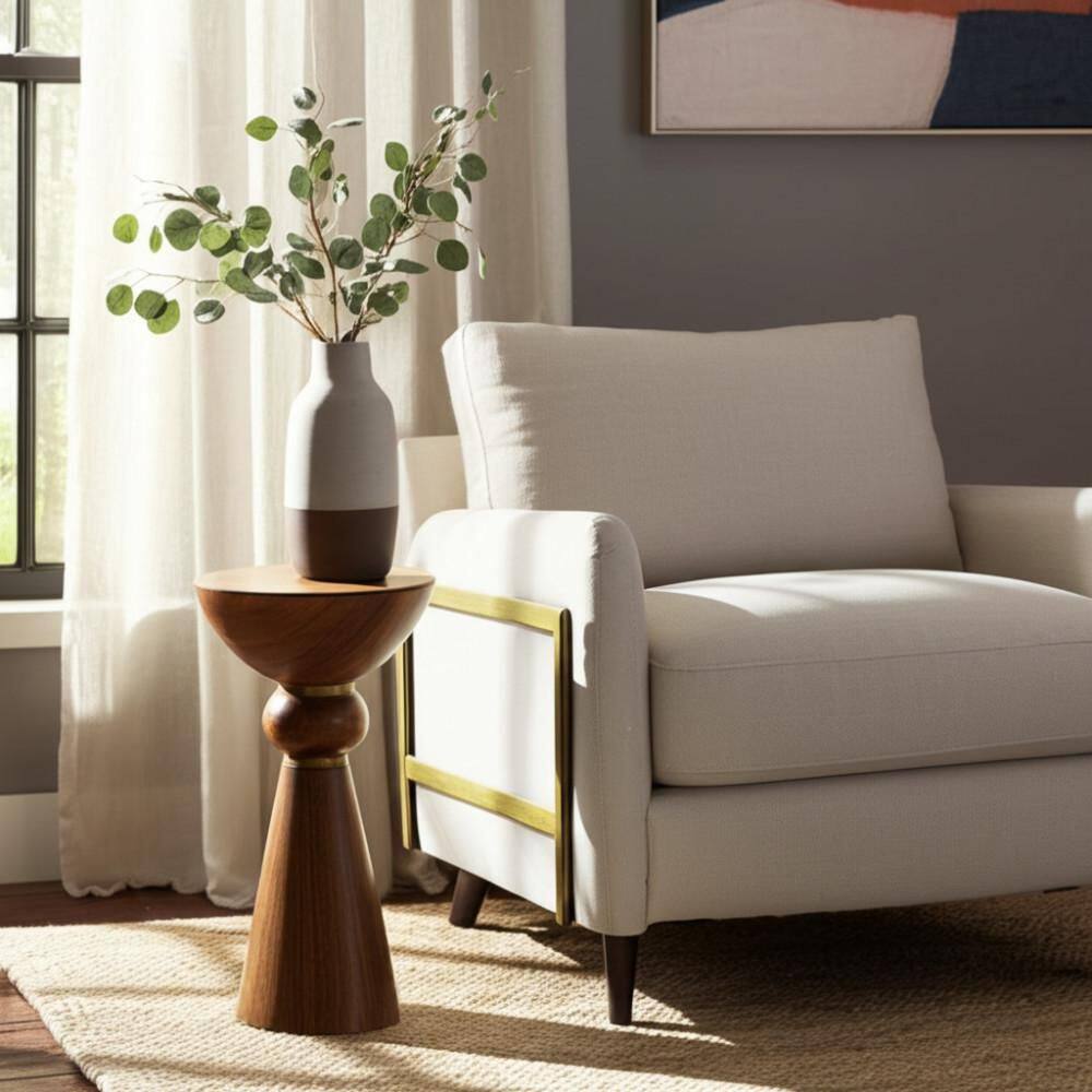 12 in. Brown Round Wood Sculptural Cocktail End Table price history on PriceWatchPro