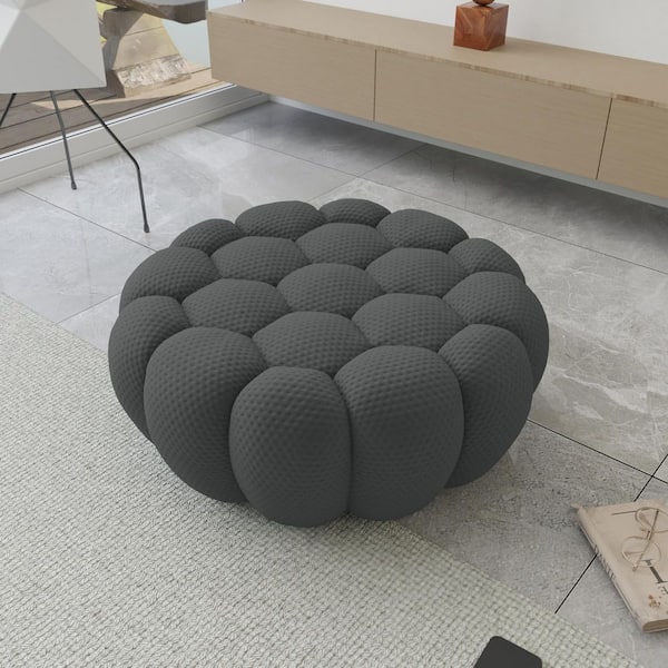 41 in. Armless Mesh Fabric Bubble Couch Floor Sectional Sofa Ottoman in. Gray