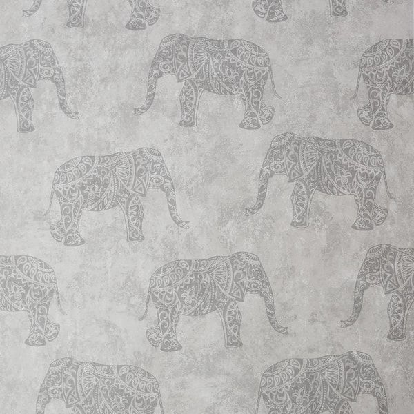 Unbranded Moroccan Elephants Natural Removable Wallpaper