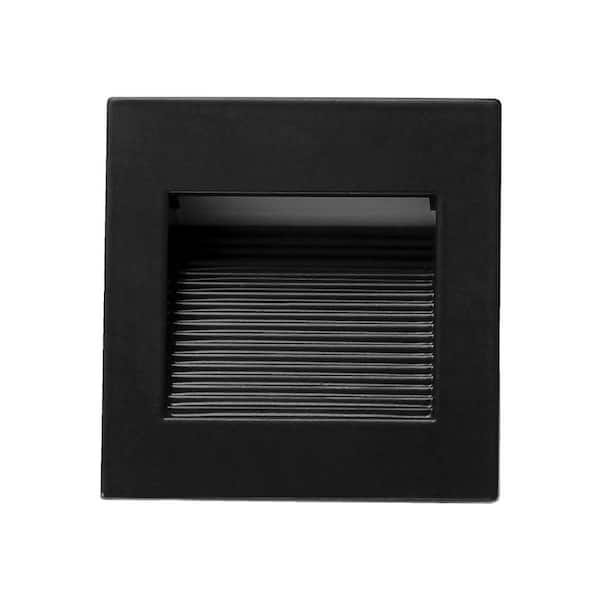 NICOR Square Black Indoor and Outdoor Integrated LED Landscape Step Light