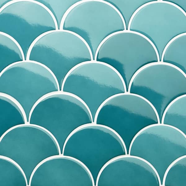 Ivy Hill Tile Beta Teal 2.44 in. x 5 in. Scallop Polished Ceramic Wall Tile (4.06 sq. ft./Case)