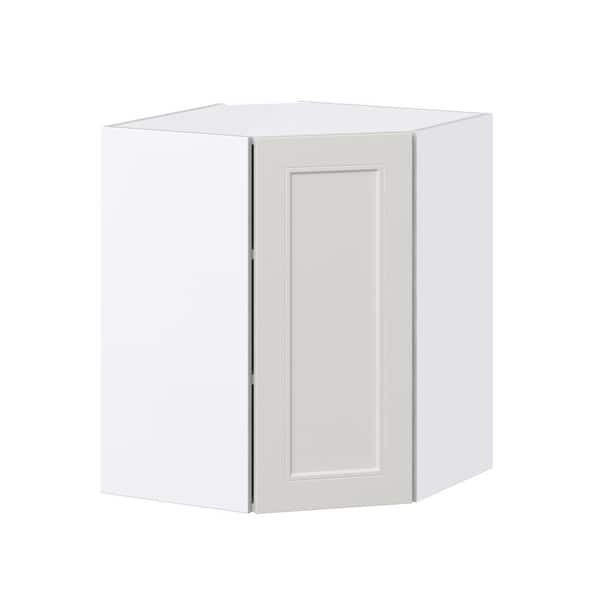 J COLLECTION 24 in. W x 30 in. H x 14 in. D Littleton Painted Gray Shaker Assembled Wall Diagonal Corner Kitchen Cabinet