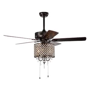 52 in. Indoor Rustic Bronze Pull Chain Ceiling Fan with 3 E12 Bulb Holders