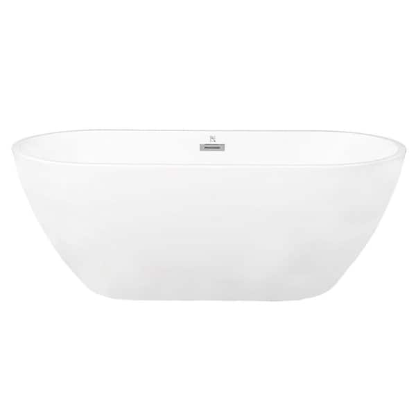 CASAINC 67 in. Acrylic Flatbottom Non-Whirlpool Bathtub in White