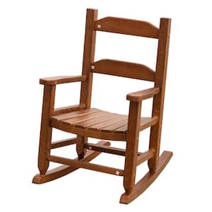 Child's Brown Wood Outdoor Rocking Chair Kid's Porch Rocker (Ages 3 to 6)