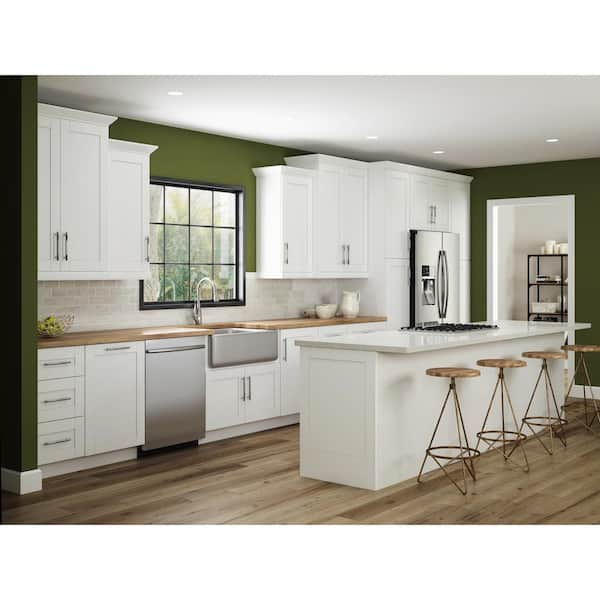 Contractor Express Cabinets Vesper White Shaker Assembled Plywood 36 In X 34 5 In X 24 In Base Drawer Kitchen Cabinet With Soft Close Bd36 Xvw The Home Depot