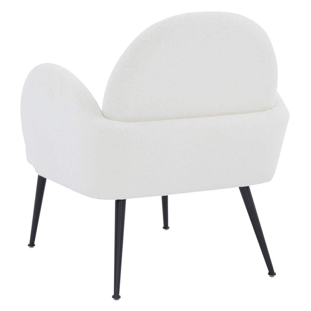 Ivory Boucle Upholstered Armchair with Black Legs